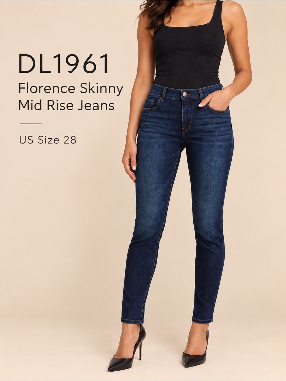 DL1961 Florence Skinny Mid Rise Instasculpt Jeans Warner Size 28
